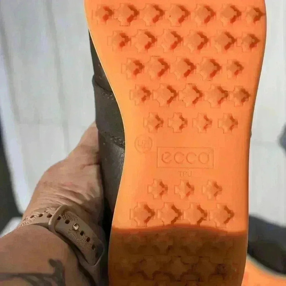 ECCO Men's Golf Shoes Size 42 Brown Leather Hydromax Excellent Condition - Picture 11 of 12